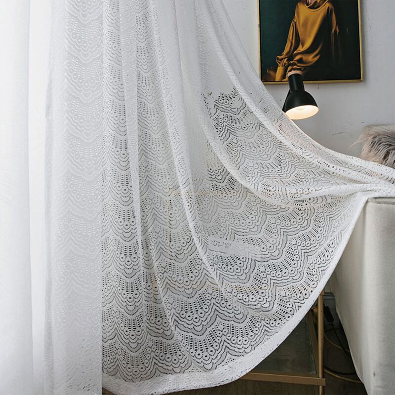 

Flower Lace Single Panel Curtain, White