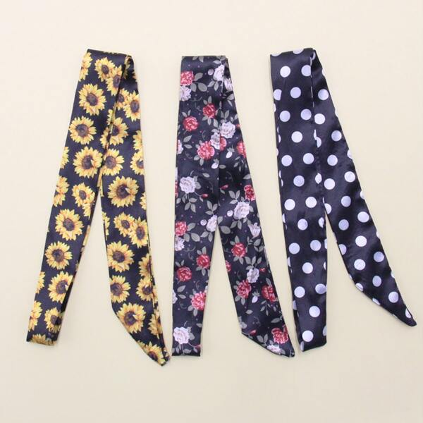 

3pcs Floral Twilly Scarf Design Watchband, Multicolor