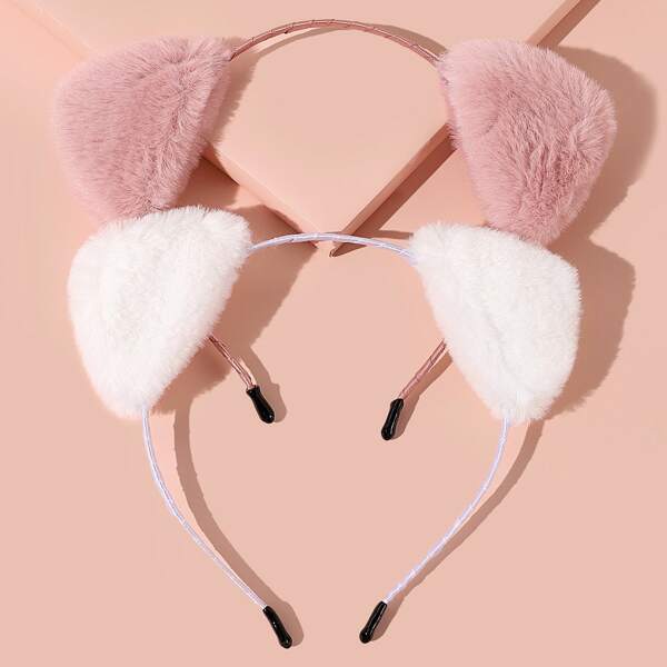 

2pcs Toddler Girls Ear Design Hair Hoop, Multicolor