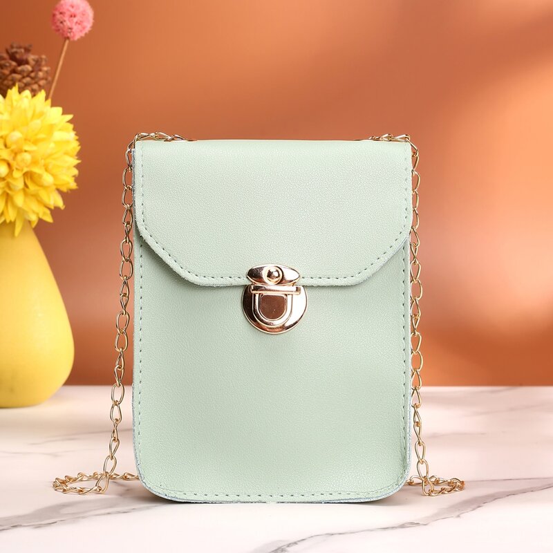 

Push Lock Chain Crossbody Bag, Green