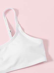 Tween Girl Color Block Bikini Set Summer Beach - Black and White - View 4