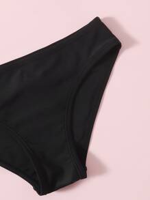 Tween Girl Color Block Bikini Set Summer Beach - Black and White - View 5