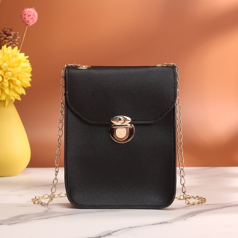 

Push Lock Chain Crossbody Bag, Black