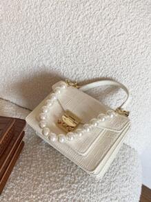 Faux Pearl Decor Bag Strap Bag Accessories DIY Accessories Adjustable Replacement Shoulder Strap Stylish Durable - Gold - View 3