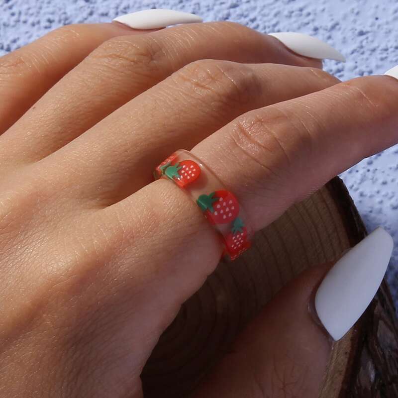 

Strawberry Resin Ring, Red