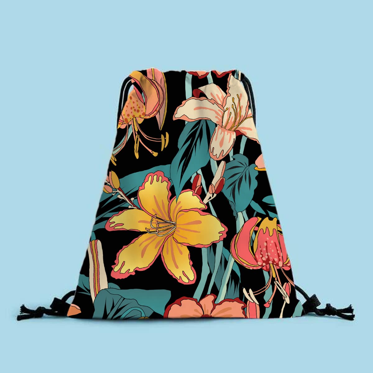 

Floral Graphic Drawstring Backpack, Multicolor