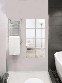 6 cái Gương vuông Bề mặt Tường Sticker - Bạc - Xem 1