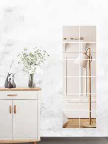 6 cái Gương vuông Bề mặt Tường Sticker - Bạc - Xem 3