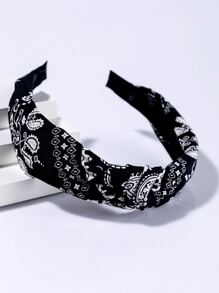 Paisley Print Headband - Black and White - View 2