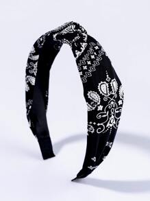 Paisley Print Headband - Black and White - View 3