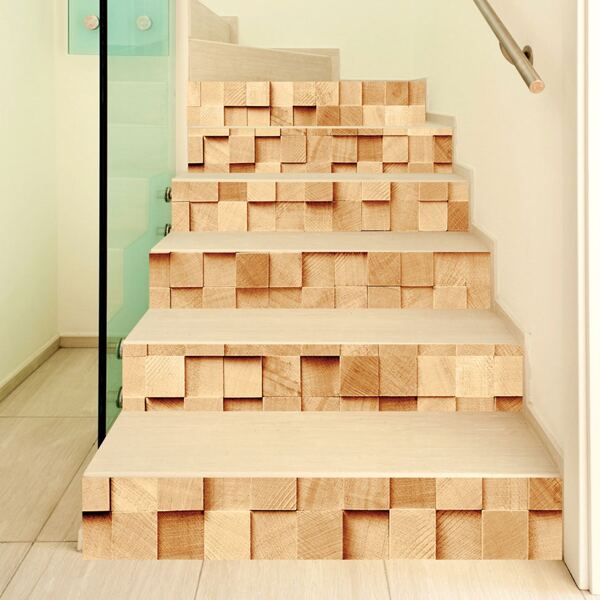 

6pcs Wooden Pattern Floor Sticker, Khaki