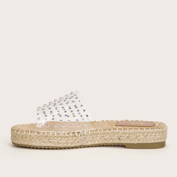 

Clear Rhinestone Decor Espadrille Sandals