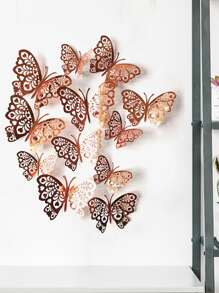 12 cái 3D Bướm Sticker - Hoa hồng vàng - Xem 5