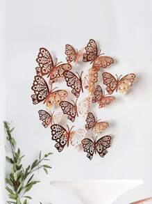 12 cái 3D Bướm Sticker - Hoa hồng vàng - Xem 6