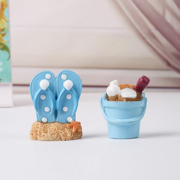 

2pcs Slippers & Bucket Art Decoration, Multicolor