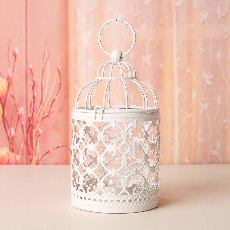 

Birdcage Shaped Candle Holder, White