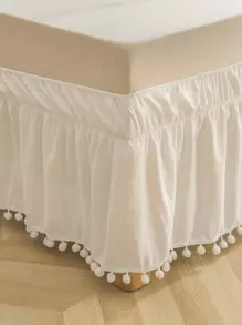 Pom Pom Bed Skirt - Beige - View 1