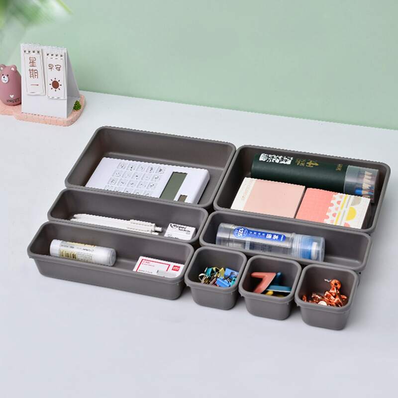 

8pcs Multifunctional Storage Box Set, Grey