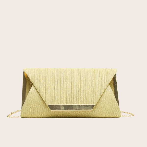 

Glitter Flap Chain Bag, Gold