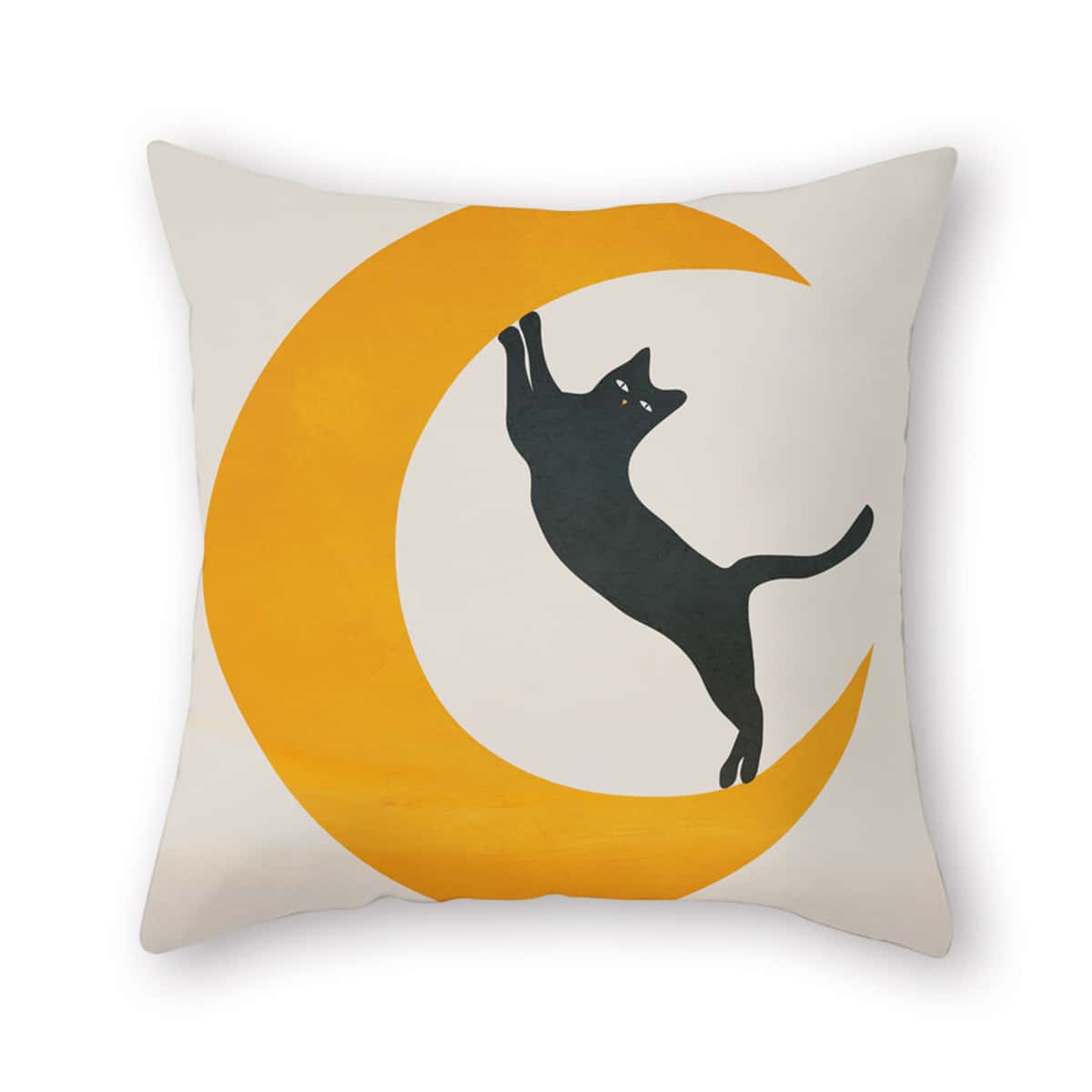 

Cat & Moon Print Cushion Cover Without Filler, Multicolor