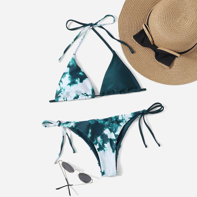 

Marble Pattern Bikini Swimsuit, Multicolor