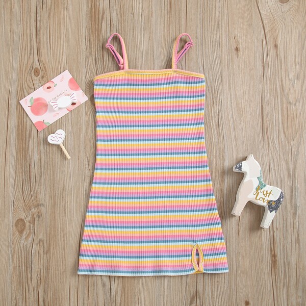 

Toddler Girls Rainbow Striped Cami Dress, Multicolor