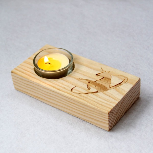 

1pc Wooden Candle Holder, Apricot