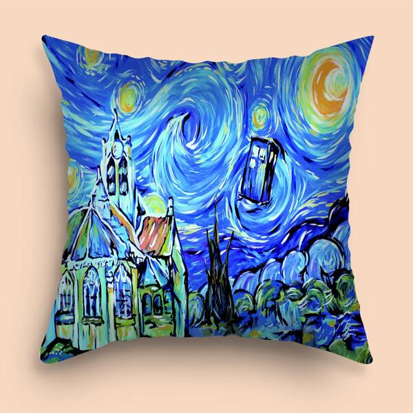 

Oil Painting Pattern Cushion Cover Without Filler, Multicolor
