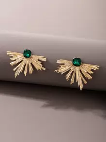 Rhinestone Detail Alloy Earrings - Yellow Gold - View 1