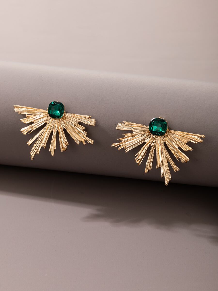 Rhinestone Detail Alloy Earrings - Yellow Gold - View 1