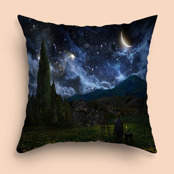 

Starry Sky Print Cushion Cover Without Filler, Multicolor