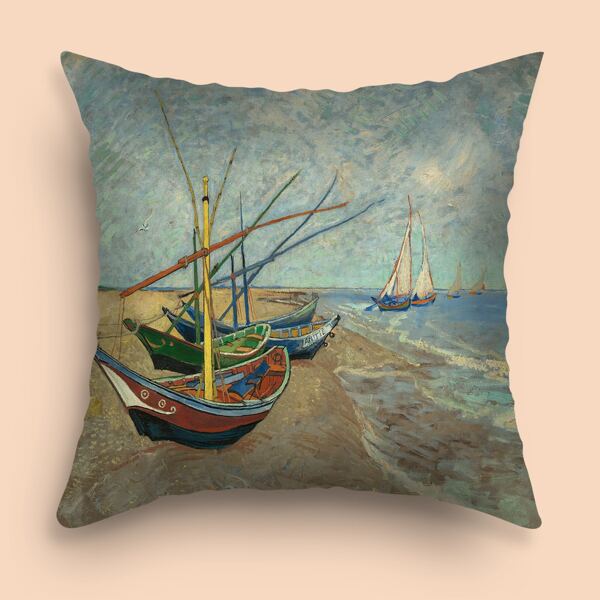 

Sailboat Print Cushion Cover Without Filler, Multicolor