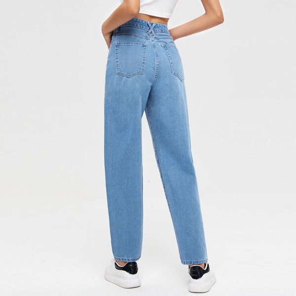 

High Waist Mom Cropped Jeans, Medium wash