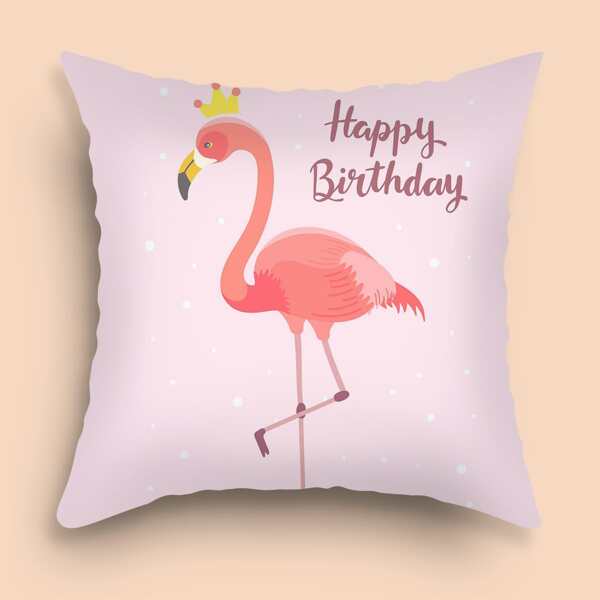 

Flamingo Print Cushion Cover Without Filler, Multicolor