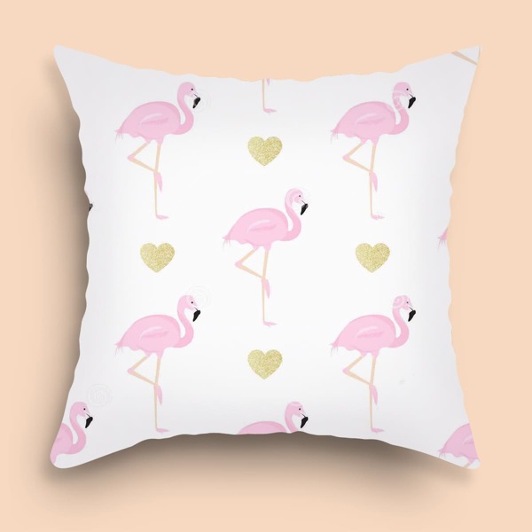 

Flamingo Print Cushion Cover Without Filler, Multicolor