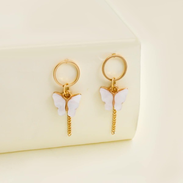 

Butterfly Decor Drop Earrings, White