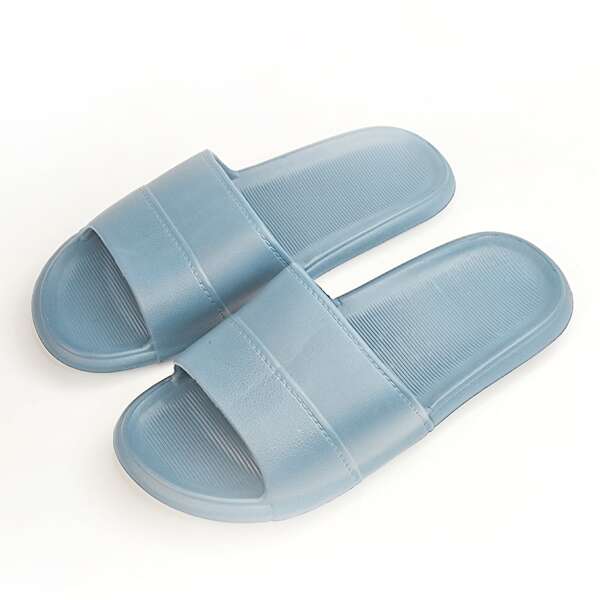 

Men Minimalist Stitch Detail Slides, Dusty blue