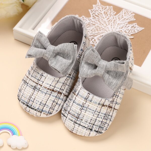 

Baby Girl Bow Decor Velcro Strap Flats, Multicolor