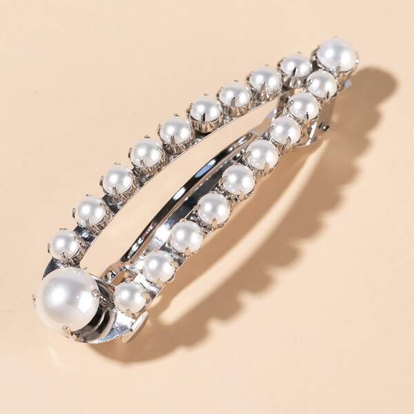 

Faux Pearl Decor Hair Clip, Silver