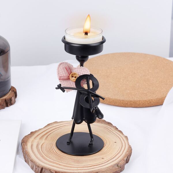 

1pc Figure Design Candle Holder, Black