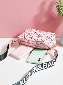幾何圖案挎包 - 粉色 - 查看 3