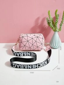 幾何圖案挎包 - 粉色 - 查看 4