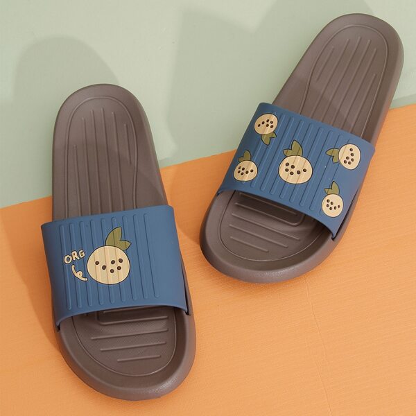 

Men Cartoon Graphic Shower Slippers, Blue