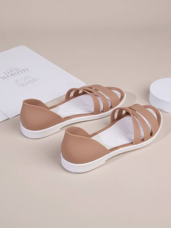 Fashion Khaki Sandals For Women, Minimalist Open Toe Sandals SHEIN UK