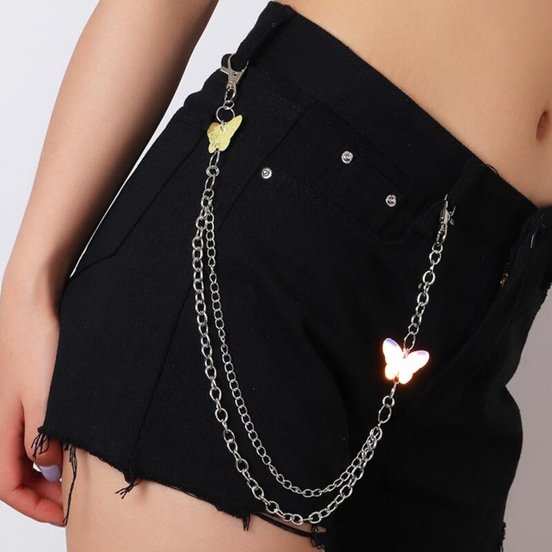 

Butterfly Decor Layered Pant Chain, Silver