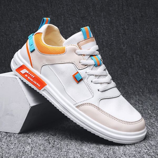 

Men Lace-up Front Low Top Skate Shoes, Multicolor