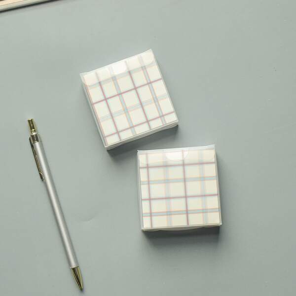 

1pc Plaid Pattern Memo Pad, Multicolor