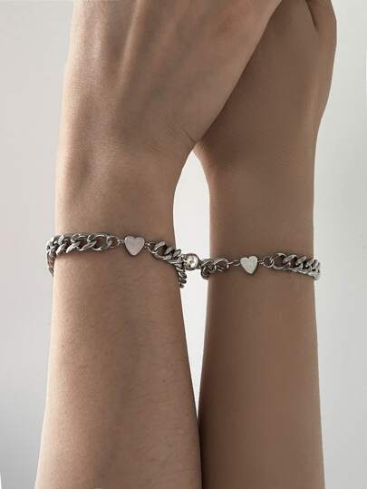 2шт Магнитный браслет с сердцем для пары | SHEIN Россия