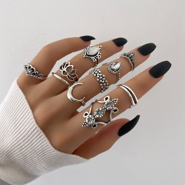 

10pcs Alloy Ring, Silver