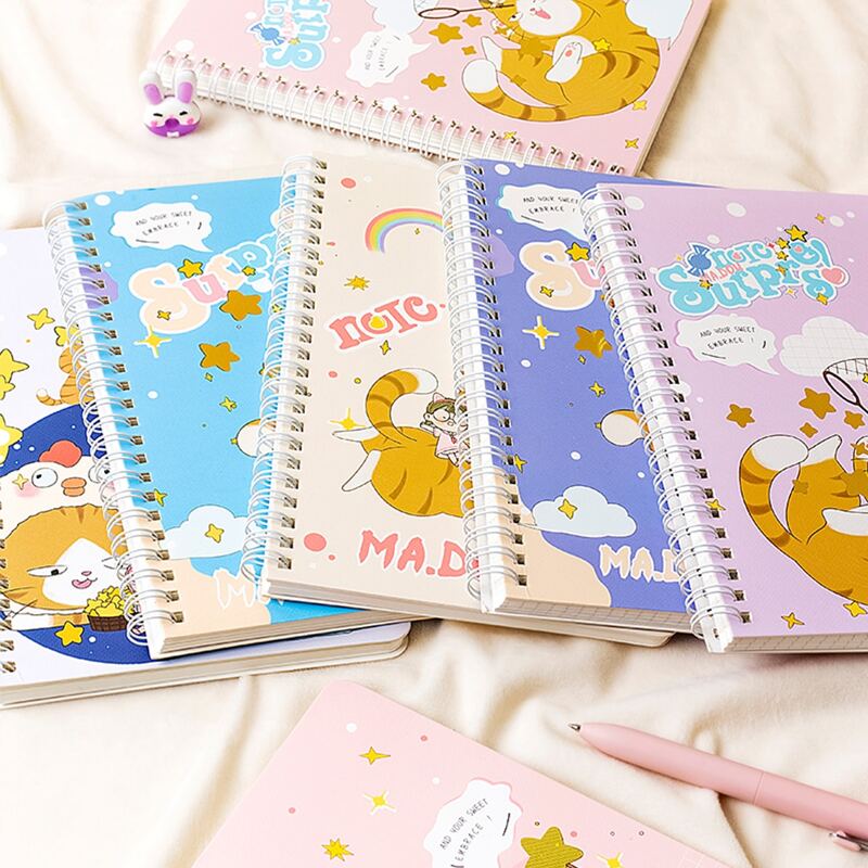 

1pc Cartoon Cat Print Cover Random Spiral Notebook, Multicolor